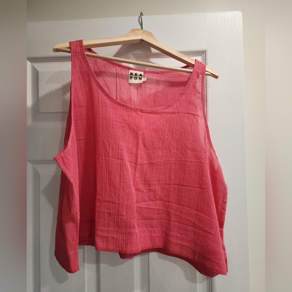 Beaton Linen tank - watermelon